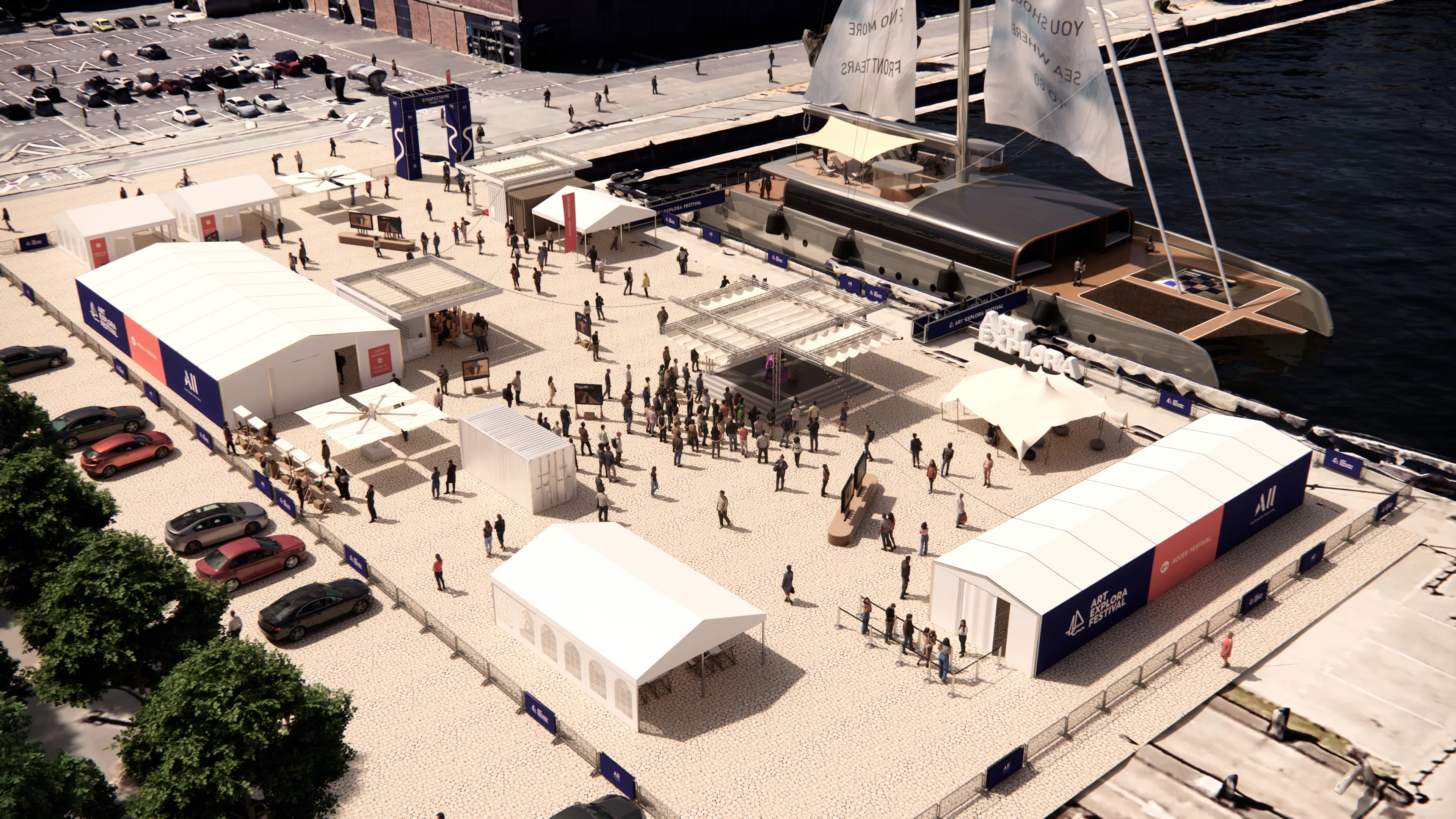 Art Explora Festival implantation simulation, Le Havre.