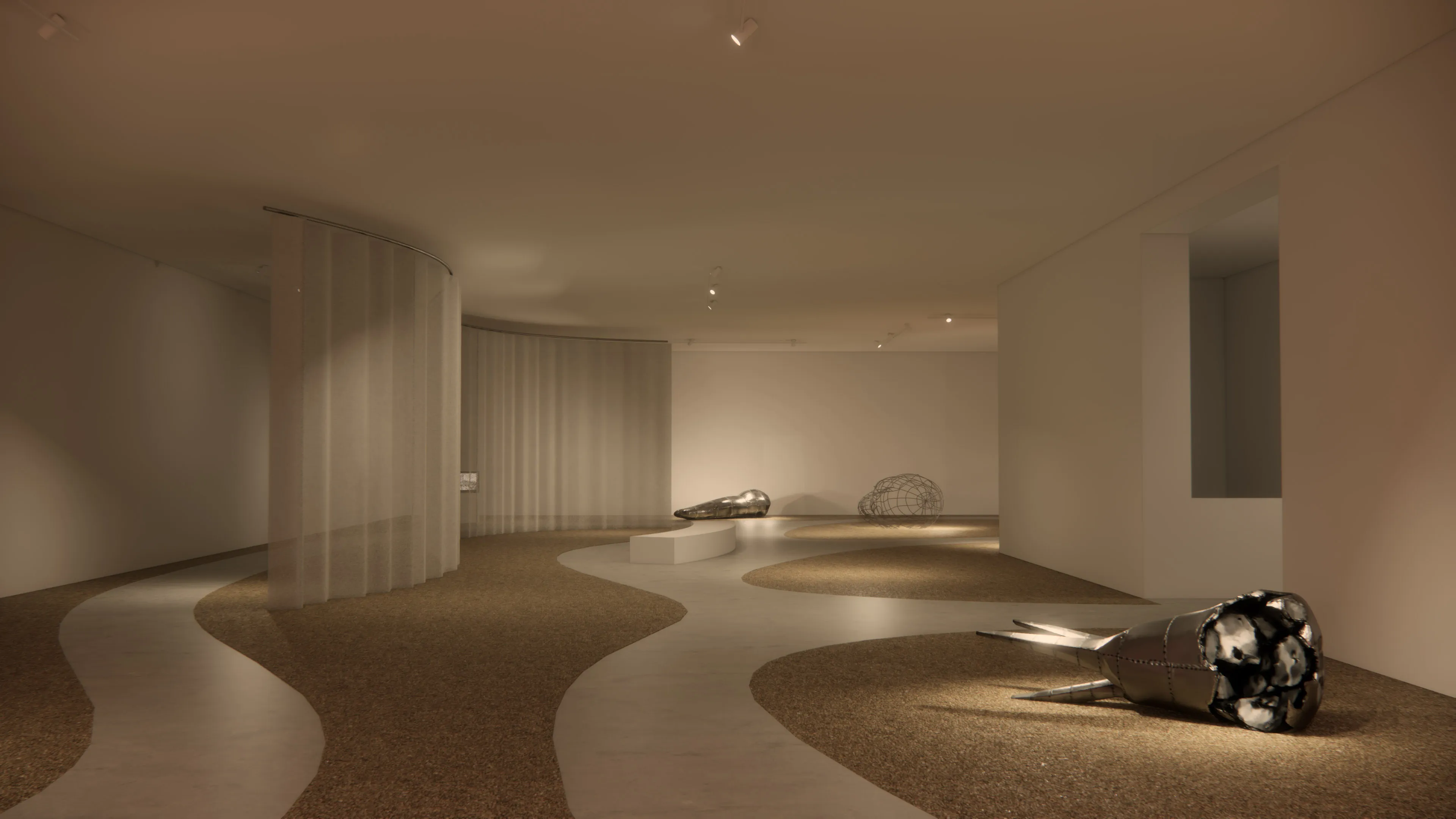 Scenographic rendering, Mohamed Bourouissa exhibition, Migros Museum, Zurich.