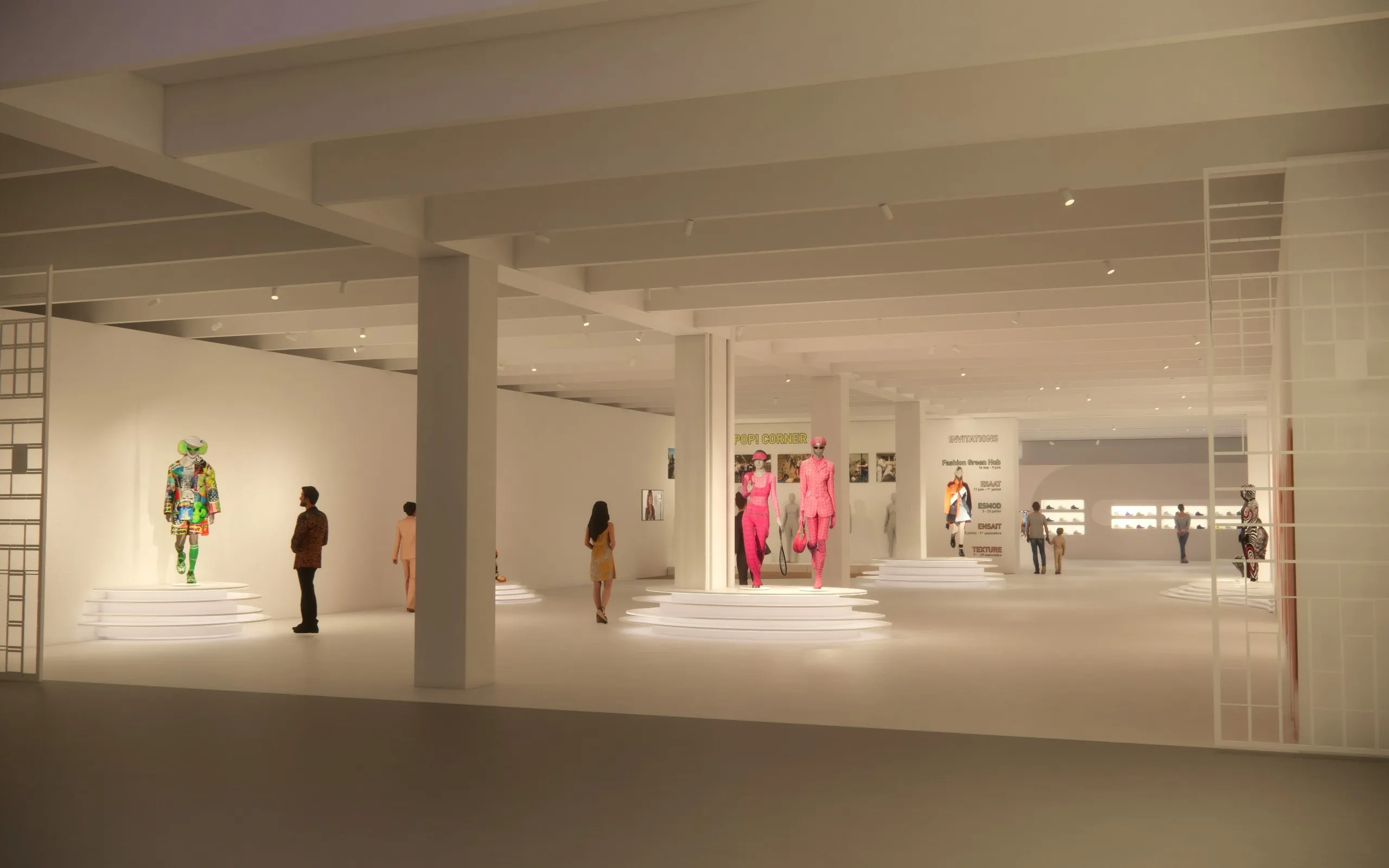 Scenographic render, Futurotextiles, Tripostal, Lille.
