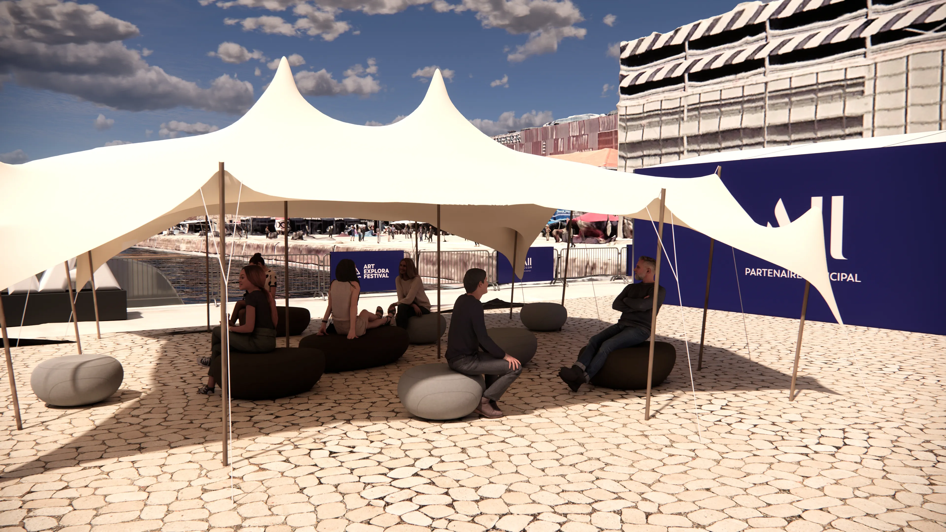 Art Explora Festival implantation simulation, Barcelona.