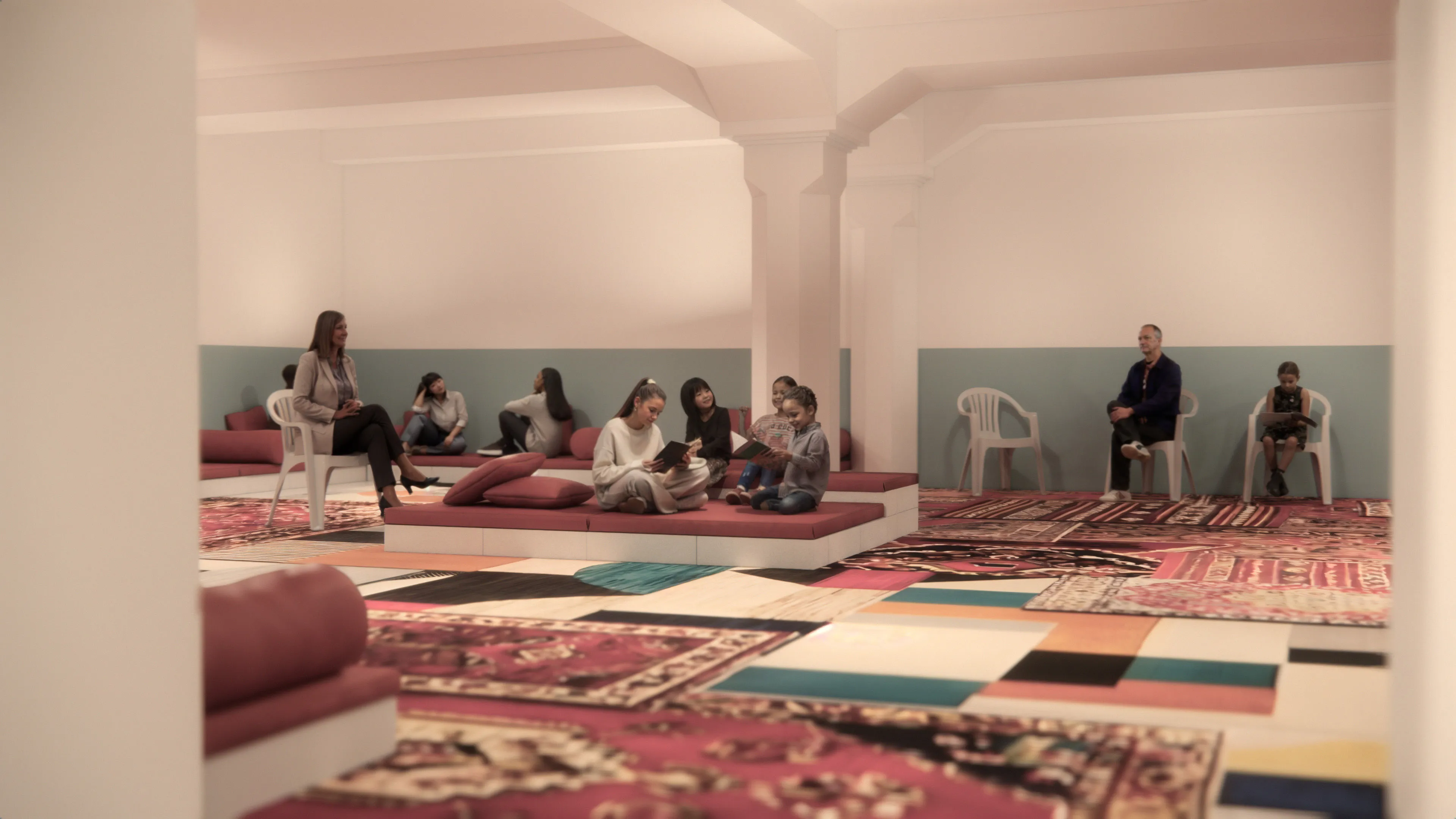Scenographic rendering, Mohamed Bourouissa exhibition, Migros Museum, Zurich.