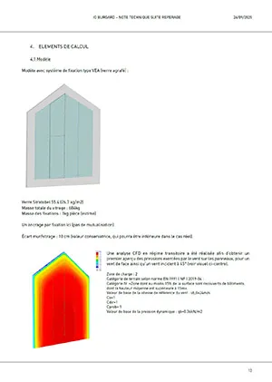 Glass installation simulation, gable wall, Systral station, Lyon.