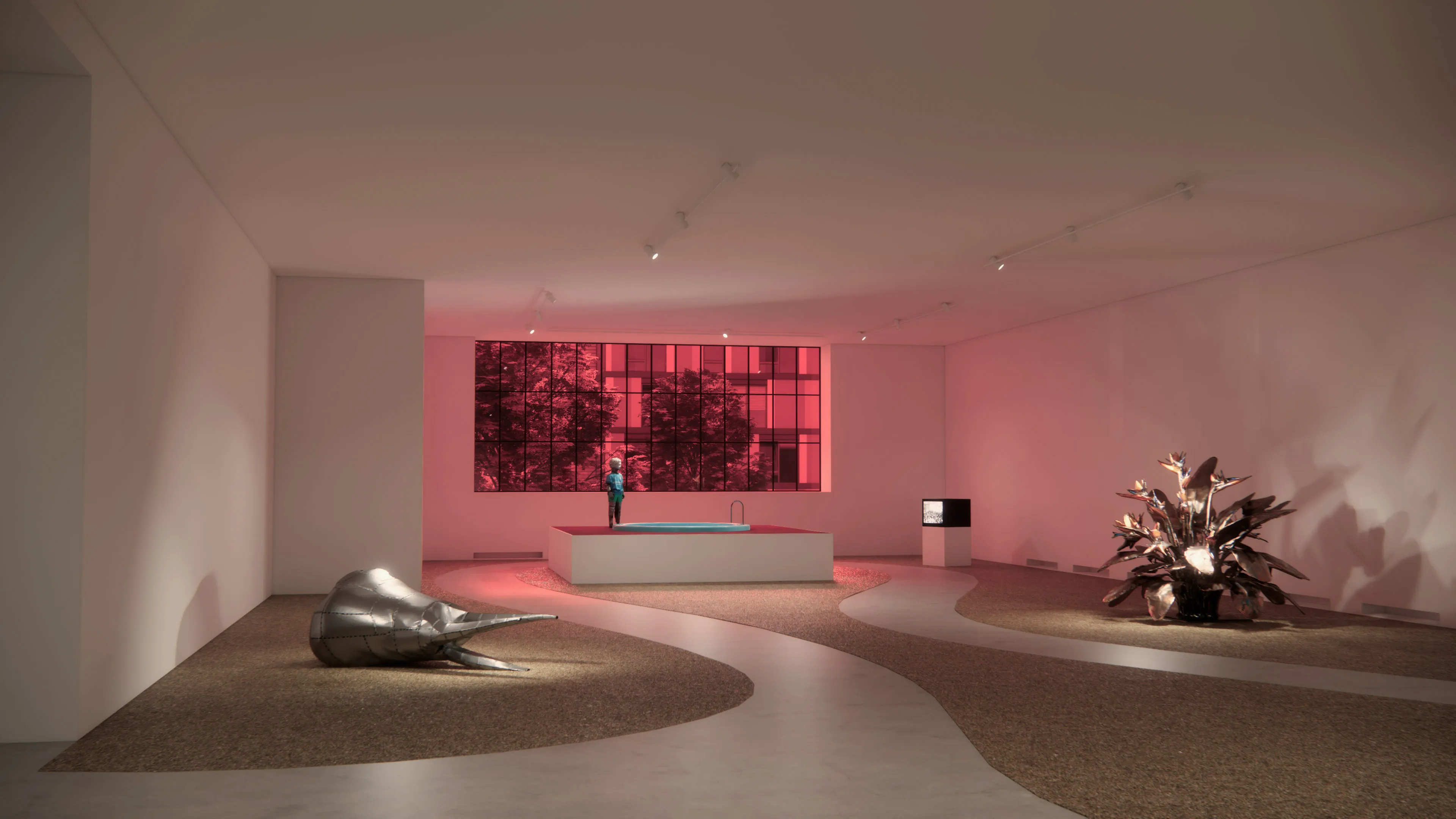 Rendu scénographique pour l'exposition de Mohamed Bourouissa, Migros Museum, Zurich 2026.