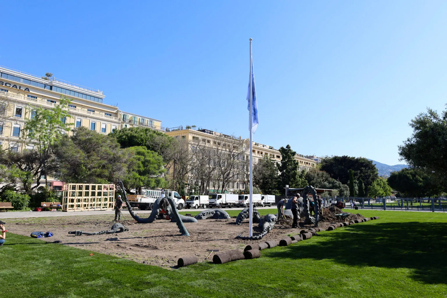Overview of an outdoor installation at the Arts & Ocean Biennial, Nice 2025.